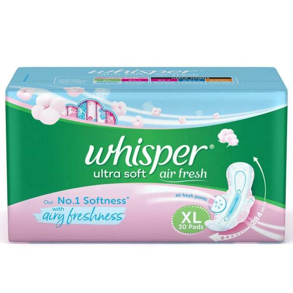 Whisper Ultra Soft Air Fresh (P) XL 30 Pads